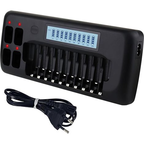 LCD-Akkuladegerät – 14-Steckplätze Universal-Smart-Akkuladegerät für AA/AAA Ni-MH-Akkus mit Entladefunktion