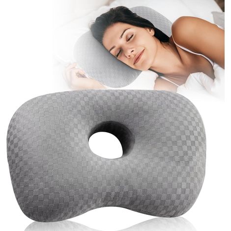 Oreiller de piercing avec trou : oreiller d'oreille souple en forme de beignet pour les personnes dormant sur le côté, oreiller de soulagement pour les douleurs d'oreille lors d'un piercing d'oreille. (1/5)