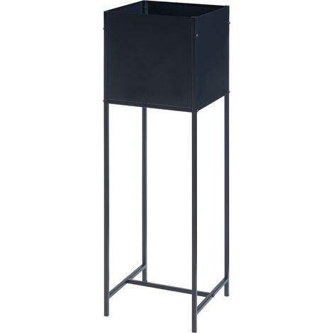 Soporte para plantas con bandeja metálica integrada 100 x 30 x 30 cm negro 030010709