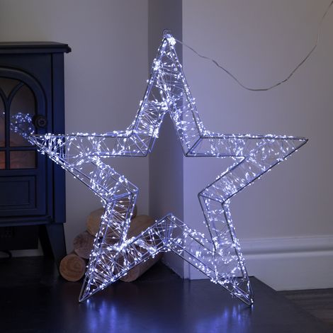 58cm Light up Silver Galaxy Star Christmas Decoration with Cool White LEDs (1/5)