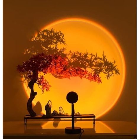 SABIR-Lampe de projection rouge - Coucher de soleil - Lampe coucher de soleil - Rouge - 5 W - Rechargeable par USB (1/4)