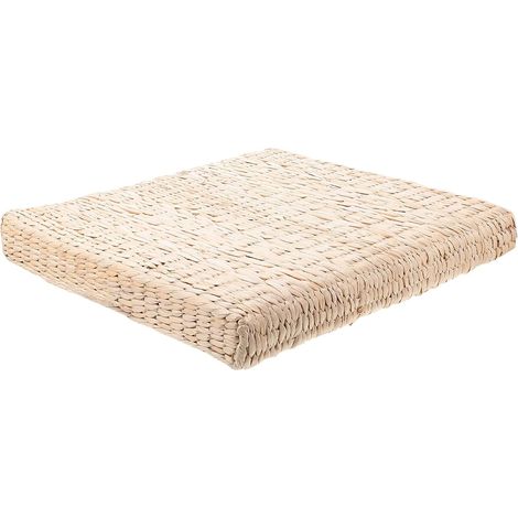 Tapis de Siège Carré en Paille Tissée Fait Main 40 Cm Épais 6 Cm Coussin Futon Décoratif pour Contemplation, Yoga, Tatami et Assise Intérieure Confortable (1/5)