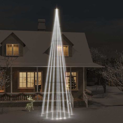 Sapin de Noël lumineux pour mât de drapeau 1134 LED blanc froid 230 x 800 cm - PANGIVO (1/5)