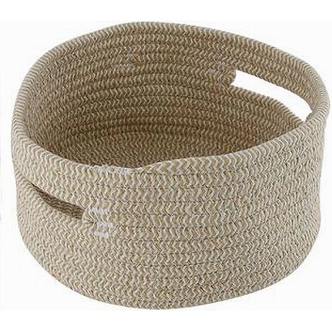 Trade Shop - KORB MIT GRIFFEN ZUR AUFBEWAHRUNG, RUND, GEWEBTER STOFFKORB, 24X11 CM, 10636 -