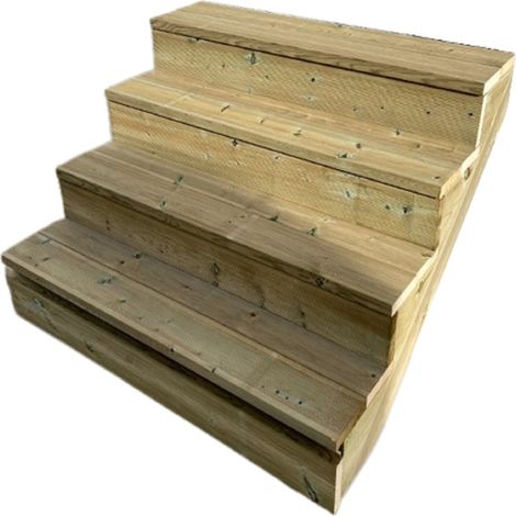 Außentreppe Holz H71cm 4 Stufen, Breite 160cm, MIT Setzstufen