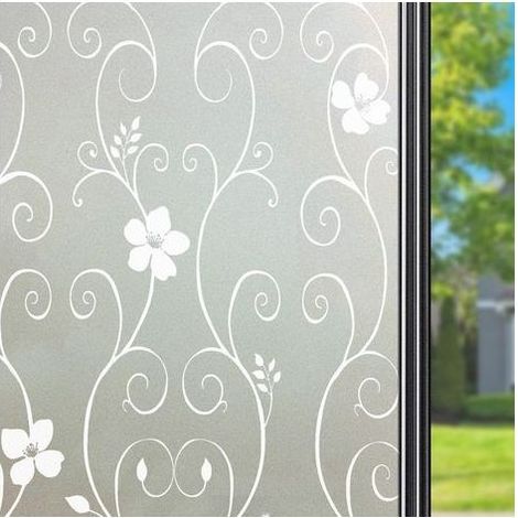 Sichtschutzfolie für Fenster, selbstklebend für Glas, elektrostatische Fensterfolie, blickdichte Fensterfolie, dekorative Fensterfolie, UV-beständig, 40 x 200 cm, weißes Blumenmuster (1/5)