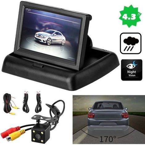 Caméra de recul 170° avec moniteur LCD 4,3" et vision nocturne (1/4)