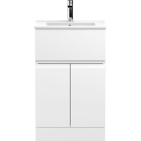 Hudson Reed Urban Floor Standing Vanity Unit with Basin 2 Satin White - 500mm Wide (1/5)