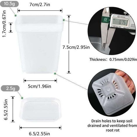 24 Pièces 7CM Petit Pot de Fleurs Semis, Godet Semis Plastique, Pot de Repiquage, adapté aux Semis,Succulentes,Petit Plantes-Couleur Transparente (1/3)