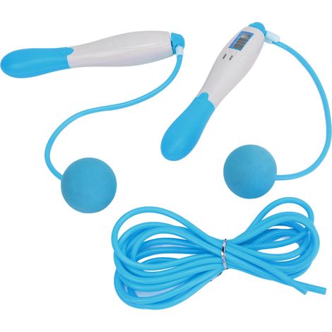 Corde à sauter sans fil avec compteur, 4 modes réglables, câble en acier, équipement de fitness pour l'exercice, bleu (1/5)