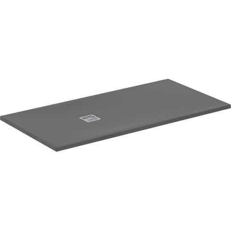 Ideal Standard - Ultra Flat S+, Piatto doccia rettangolare ultrasottile in resina effetto pietra, 160x80cm, Ideal Solid, Scarico lato corto, Grigio cemento (1/2)