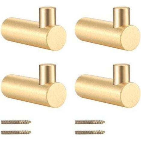 4-teiliges Set Wandgarderobenhaken aus Messing, goldene Kleiderstange, Garderobenhalter zum Aufhängen von Schals, Hüten, Aufbewahrungstaschen, Kleiderbügeln und Handtüchern (1/4)