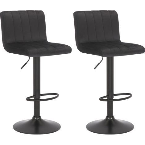 Lot de 2 tabourets de bar Jamie velours Noir (1/5)