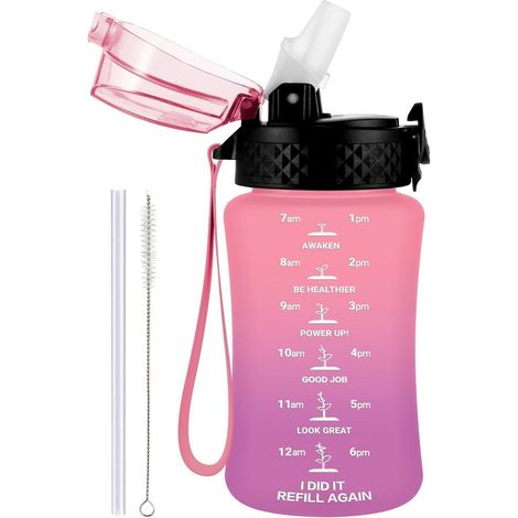 Trinkflasche Kinder Strohhalm BPAfrei 350ml 12oz-1 Deckel Rosa Lila (1/5)