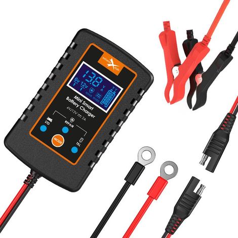 Mini cargador/rectificador inteligente Biketec para baterías de motocicleta, automóvil, scooter y quad con accesorios 6V/12V vvrla, AGM, VLA, SLA, EFB, WET, GEL, plomo-ácido (EL) (1/2)