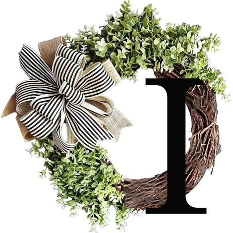 Guirlande Porte D'Entree - Guirlande En Rotin Avec Nœud Et Plaque Personnalisable - 34 Lettres - 38 Cm - Pour Porte D'Entree