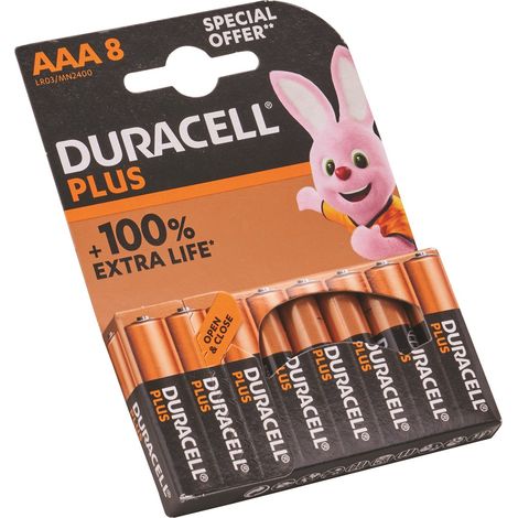 Duracell AA Cell Plus Power +100% Batteries (Pack 8) DURAA100PP8 (1/3)