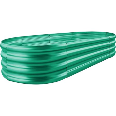 Kit de lit de Jardin surélevé galvanisé, jardinière galvanisée pour l'extérieur, Grands Lits de Jardin surélevés en métal Ovale pour légumes 1,2 x 0,6 x 0,3 m (1 pièce) (Vert) (1/5)