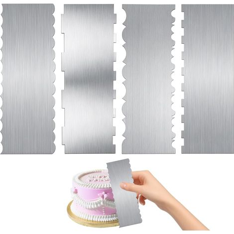 4 Pièces Spatule Coudée Patisserie, Gâteaux Lissage Spatule Inox, Spatule Coudée Patisserie Lissage Gateau Anglées, Spatules de Cuisine pour Décorer Gâteaux (1/5)