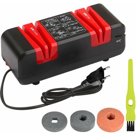 Electrique Affuteur Multifonctions Automatique Affuteurs Cut Avec Bevel Brut Et Des Beaux-Grooves 15 Degres, Avec Brosse Et 3 Meule Replaceable, Noir (1/5)