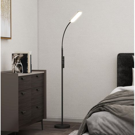 Lámpara de pie LED regulable con mando a distancia, brazo flexible 360°, negro HAVRYA (1/4)