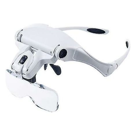 Magnifying Glasses With Hands-free Light Lupen Headband With 2 Led Lights For Leisure Reading 5 Interchangeable Lenses (1.0x To 3.5x) (1/4)
