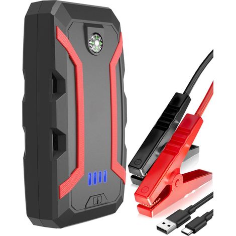 Bloc d'alimentation de démarrage de crête 2000 A, 22200 mAh pour batterie de voiture et batterie externe, démarreur portable pour véhicules 12 V avec lampe de poche LED (jusqu'à 6 l de gaz et (1/5)