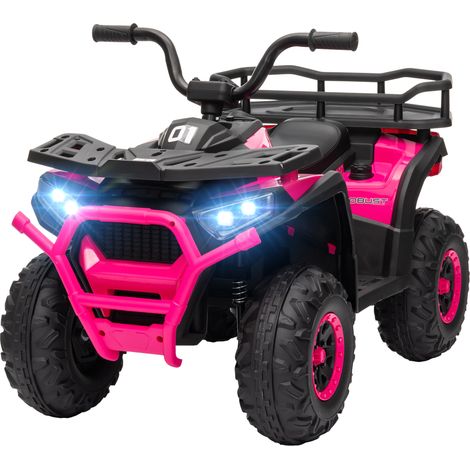 12V Kids Electric Ride on ATV, Battery-Powered Quad Bike w/ Spring Suspension, ward Backward, Storage Basket, Pink (1/5)