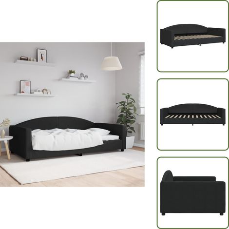 vidaXL Lit de repos sans matelas noir 100x200 cm tissu (1/5)