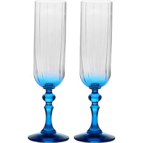Flûtes à Champagne 2 x 220 ml, Pied Turquoise, Collection Bubble (1/5)