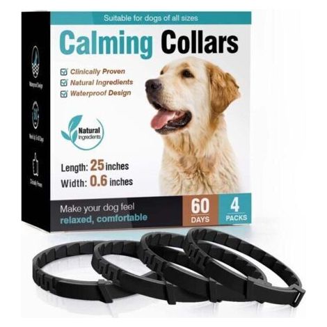 Lot de 4，Collier apaisant pour chiens, soulagement de l'anxiété, libération prolongée de phéromones pendant 60 jours, anxiété de séparation, taille de 63,5 cm, réglable, convient à tous les chiens de
