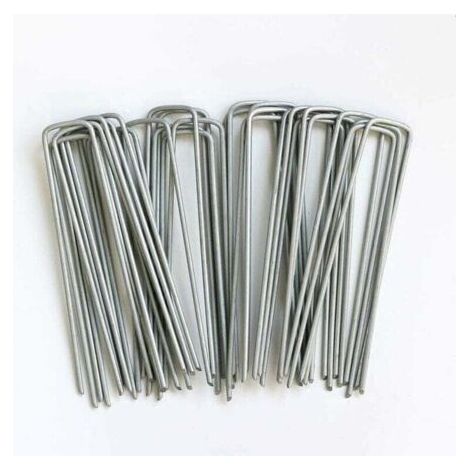BARKBUSTERS piquets de jardin en U 150 mm Idéal pour la membrane de contrôle des mauvaises herbes, le tissu, l'herbe artificielle, le tapis, le filet galvanisé (lot de 50)-- (1/4)
