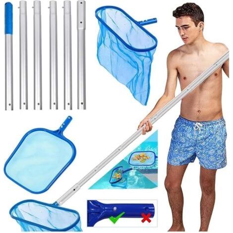 Epuisette de Fond Piscine,Epuisette Piscine Fond,Epuisette avec Poteaux Réglables,Piscine Kit Nettoyage,épuisette Surface,épuisette profonde pour piscine, aquarium - (1/5)