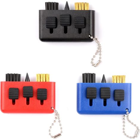 Brosse de golf de poche, nettoyeur de rainures, lot de 3 outils de nettoyage et d'affûtage 3 en 1, portable et rétractable. Accessoires de nettoyage légers et compacts pour golfeurs et femmes. (1/5)
