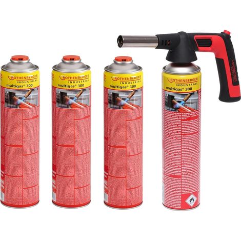 ROTHENBERGER Industrial RS 300 Brenner Aufsatz inkl. 4 x Multigas 338g Piezo 180-360 °C Drehung/Über Kopf Lötbrenner Gasbrenner - 1500005150
