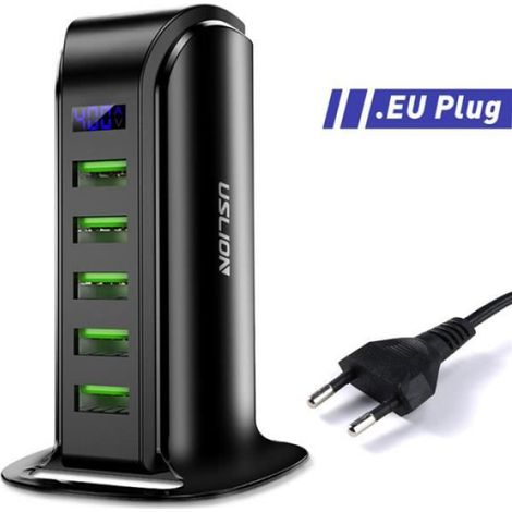 Chargeur téléphone,chargeur USB à 5 ports multiples pour téléphone portable, Station de recharge, Station - EU Plug[C20]