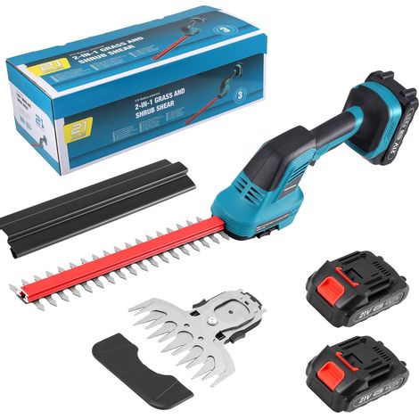 2 Cisaille De Jardin, Lame Double 460mm, Batterie 24v 1500mah, Pour Haies Arbustes Pelouse