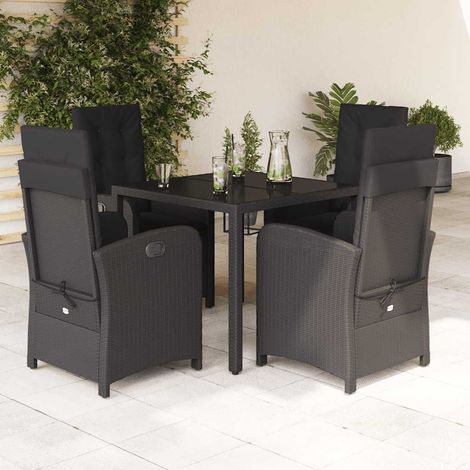 vidaXL Set de muebles jardín 5 pzas con cojines ratán sintético negro (1/5)