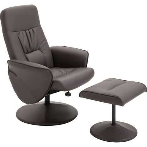 Set aus 2 Sesseln mit Fußstütze, höhenverstellbarer Rückenlehne und verstellbarer Rückenlehne, braun