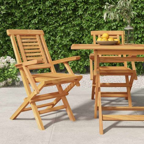 Folding Garden Chairs 2 pcs 56x63x90 cm Solid Wood Teak vidaXL (1/5)