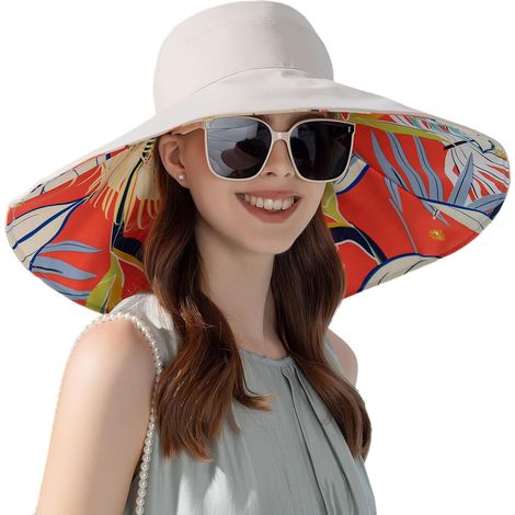Women's Wide Brim Foldable Hat Beach Hat Reversible Gardening Hiking (1/5)