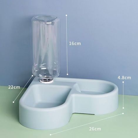 Gamelle d'angle pour chat avec réservoir d'eau automatique - Anti-poussière, garde la gueule et le pelage au sec - Gris (1/5)