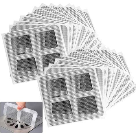 Packung mit 20 Einweg-Duschabflussaufklebern, Haarfänger, Netz, Bodenfilter, Haarfänger, Aufkleber für Badezimmer, Waschküche, Badewanne (1/4)