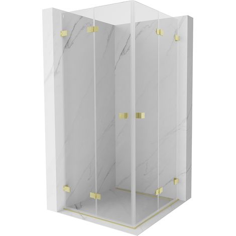 Mexen Lunar-F Duo faltbare Duschkabine 75 x 75 cm, transparent, gold gebürstet - 836-075L-075P-55-00 (1/5)