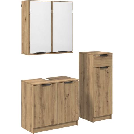 Bathroom Furniture Set 3 pcs Artisan Oak Engineered Wood vidaXL (1/5)