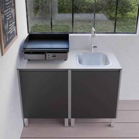 KX08 Sommerk∏che aus Edelstahl Ò 120 cm mit Sp∏le (1/5)