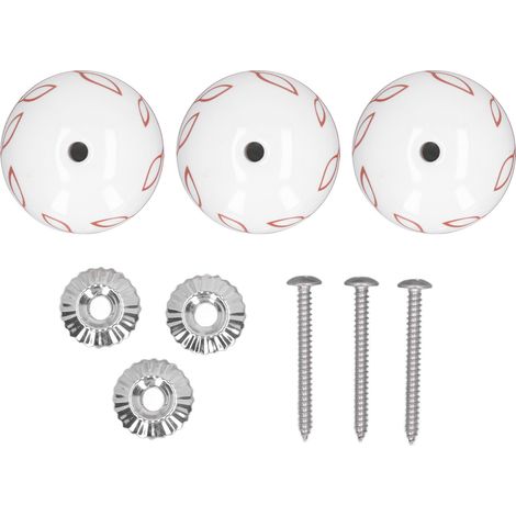Poignées de porte ronde en acier inoxydable et céramique, lot de 3, bouton à trou unique pour tiroir, placard et armoire (1/5)