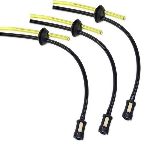 Tuyau Durite Essence - 3 Pièces - Compatible Tondeuse à Gazon Débroussailleuse Taille-Haie Coupe-Bordure Perche Élagueuse - Filtre Intégré - ABS