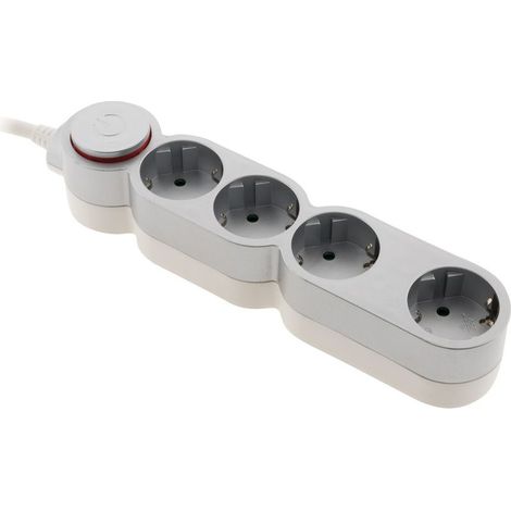Multiprise + interrupteur 4 prises Schuko 16A - Gris -