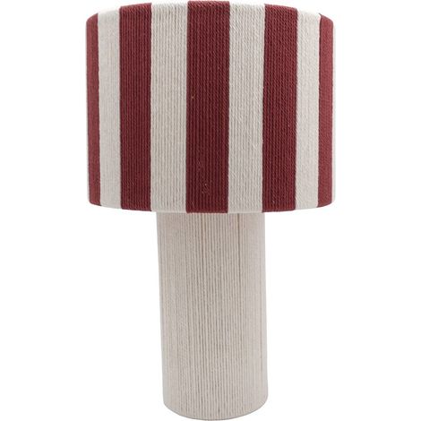 Lampe de table Moyo en coton rayures blanc et rouge Ø28 cm (1/5)